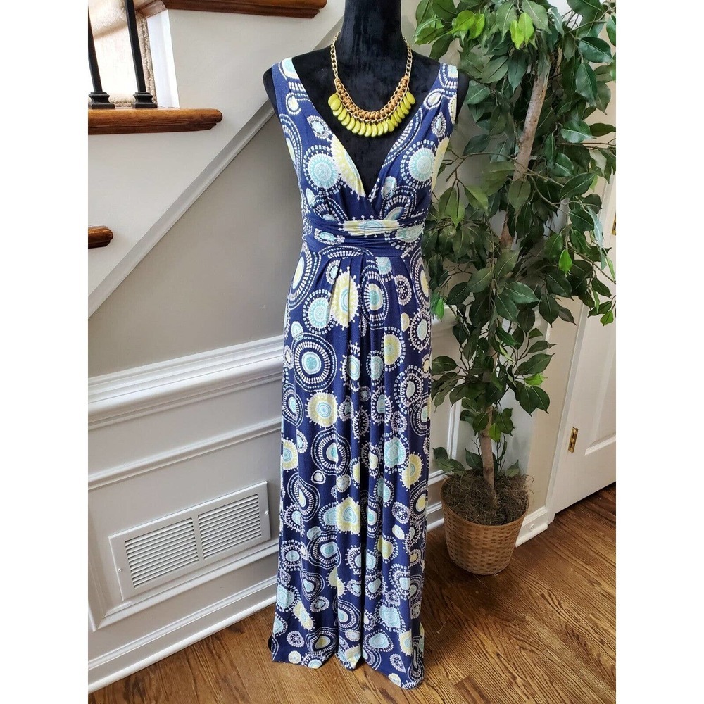 Tart Women's Blue‎ Modal Sleeveless V-Neck Causal Long Maxi Dress Size X-Small